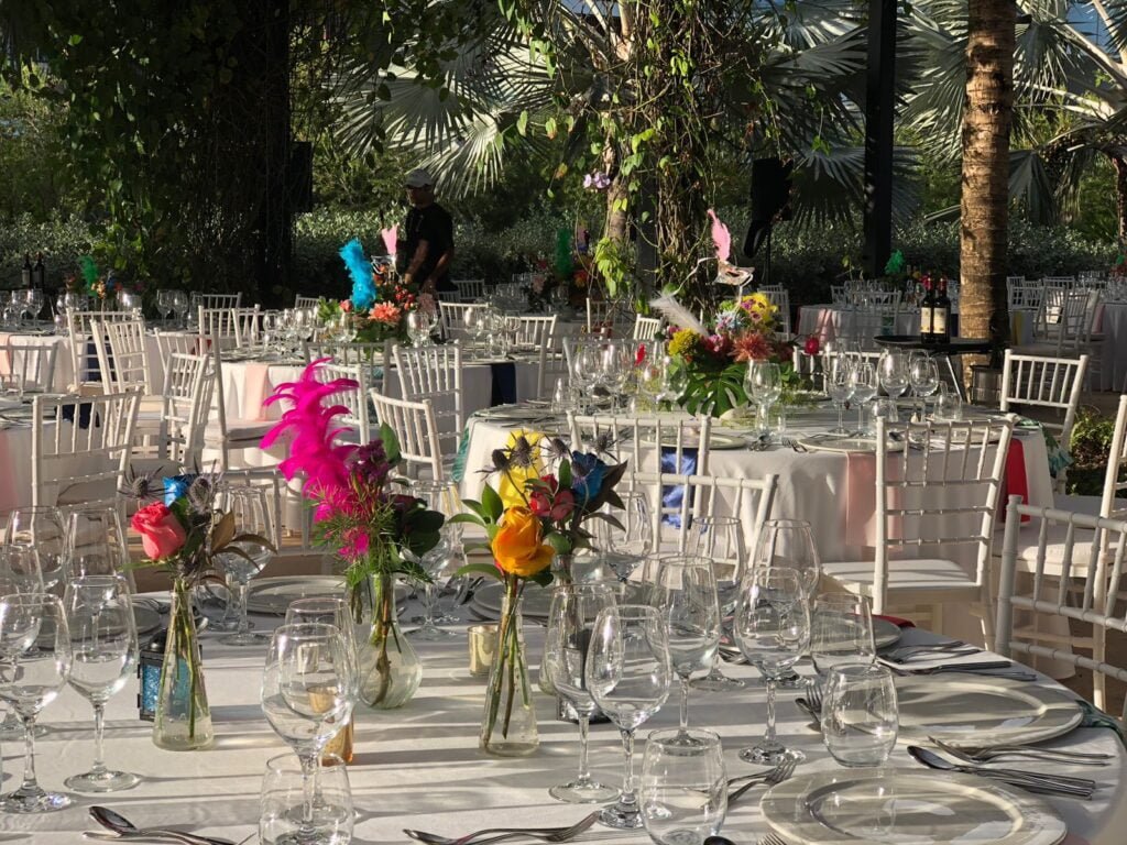 Colorful centerpieces at a private celebration